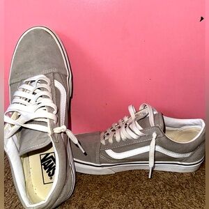 selling worn grey vans not all the way laced